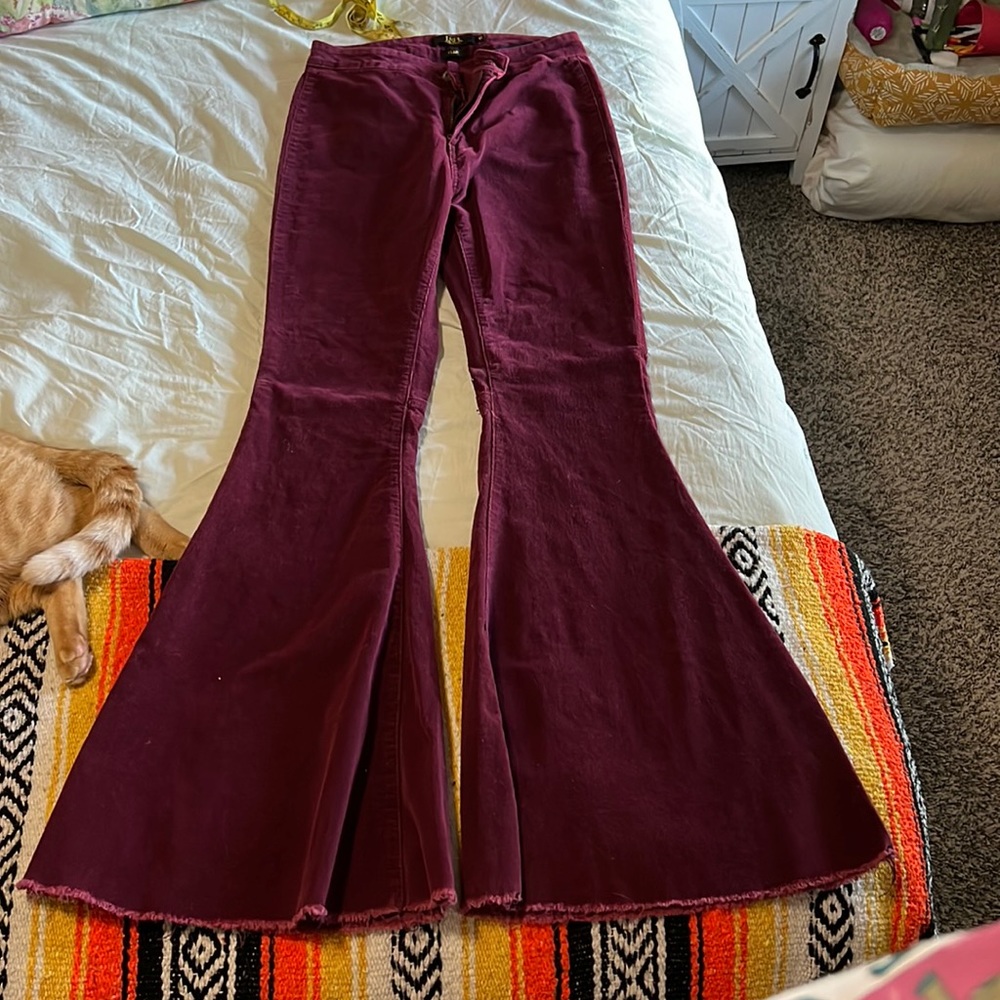 Women’s Western L&B Corduroy Maroon High Waisted Flare Jeans